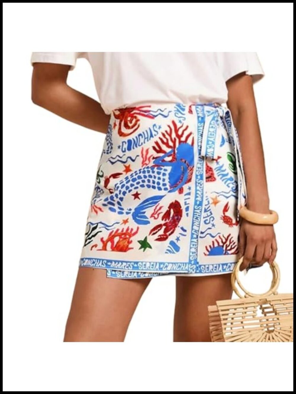 Wrap Mini Skirt Boho Floral Knot Side High Waist A-Line Summer Beach Short Skirt